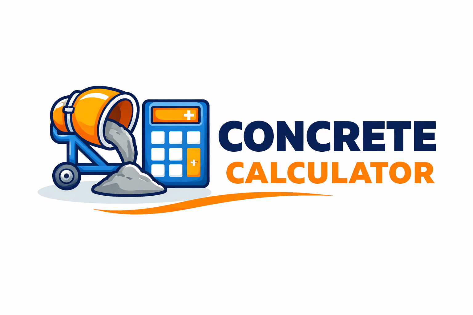 Concrete Calculator Logo with Mixer and Calculator Icon
